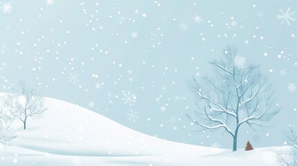 Simple Winter Background Design Images, presenting winter elements such as snowflakes, snowmen, dead branches, and warm sun with a concise visual style. Suitable for winter poster creation