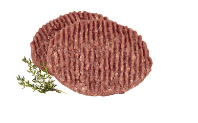 Burger meat Thyme leaves cut out isolated transparent background