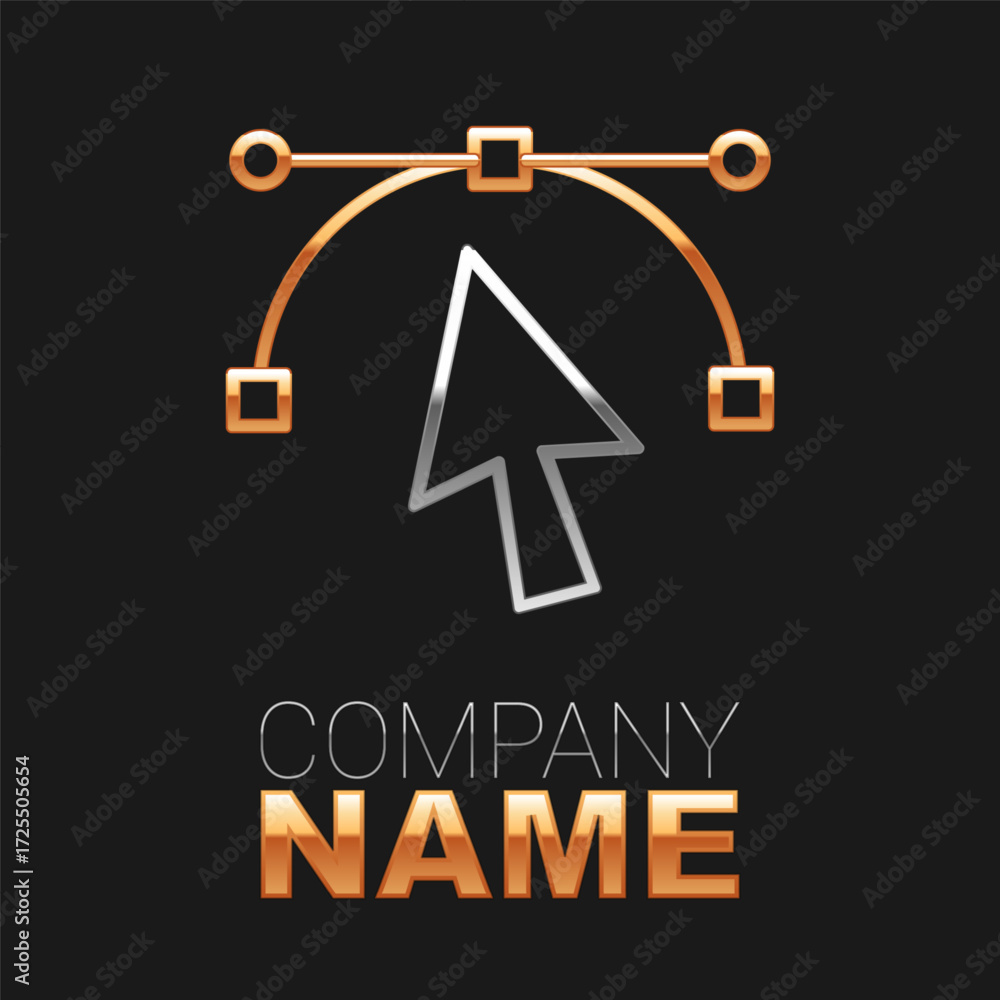 Poster line bezier curve icon isolated on black background. pen tool icon. colorful outline concept. vector