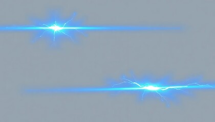 Blue Electric Energy Beam Isolate White Background