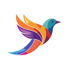 Colorful abstract bird flying with vibrant wings