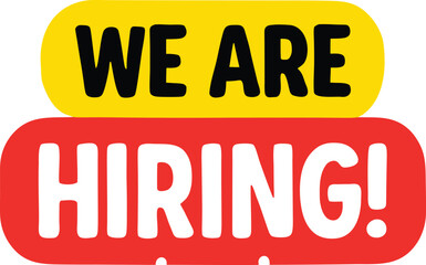 We Are Hiring Text With Yellow and Red Rounded Rectangles employment recruitment