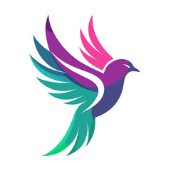 Vibrant abstract bird logo with colorful wings in flight