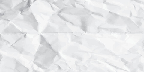 Wrinkled White Paper Vector Background with Folded Crumpled Texture and Rough Abstract Surface for Posters and Mockups