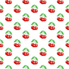 cherry, fruit, illustration, red, juicy, food, ripe, freshness, leaf, nature, berry, summer, watercolor, watercolor painting, organic, sweet, ribbon, cut out, bow, elegant, wet, bright, healthy eating