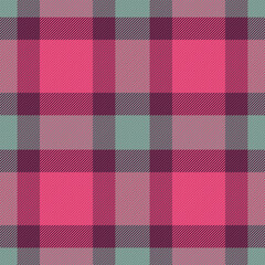 Classic plaid pattern in pinks, purples, and teal. A versatile design element evoking comfort, warmth, and timeless style. Ideal for backgrounds and textiles.