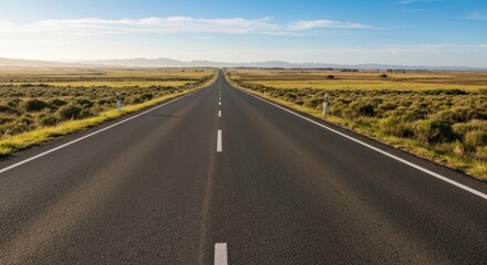 Obraz premium Empty highway stretches into a hazy landscape