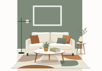Fototapeta premium Elegant Living Room Interior Design A Peaceful and Stylish Space
