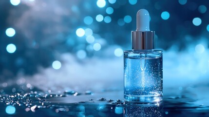 Blue cosmetic dropper bottle