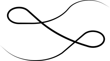 Swirl ornament flourish decoration divider icon in black flat and line style, vintage calligraphy curl scroll embellishment bundle, elegant border corner design isolated transparent background