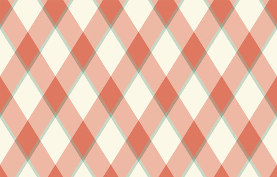 Argyle pattern of geometric rhombus. Harlequin check wallpaper design. Classic diamond shaped textile material for web background, print fabric clothing, sweater, wrapping paper, gift card, invitation - Powered by Adobe