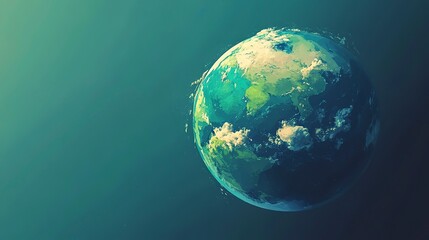 Fototapeta premium Flat design of Earth showcasing reduced pollution and clear skies in a vibrant and colorful style