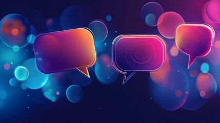 Neumorphic chat interface featuring colorful speech bubbles in a modern digital setting