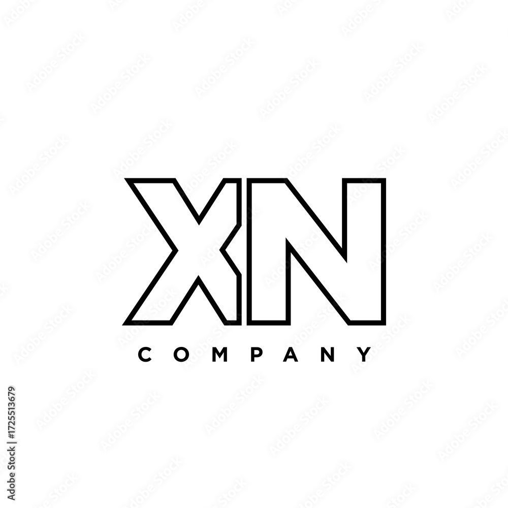 Poster letter x and n, xn logo design template. minimal monogram initial based logotype.