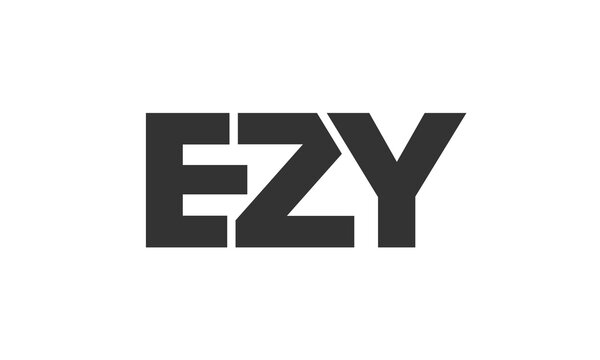 EZY logo design template with strong and modern bold text. Initial based vector logotype featuring simple and minimal typography. Trendy company identity.