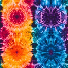 Vibrant tie dye floral pattern in rainbow colors