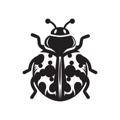 Black Color Ladybug Silhouette Vector Graphic.