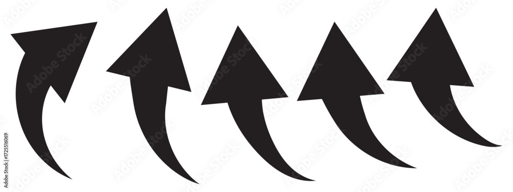 Poster curved arrow icons. curved arrows set. arrow symbol collection. curve long arrow. vector design.