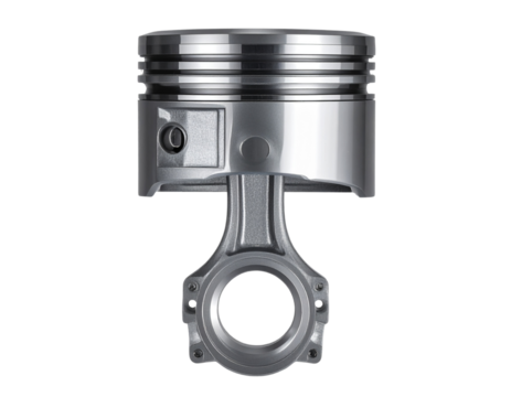 Engine Piston Close-Up, Automotive Mechanical Component Isolated on Transparent Background