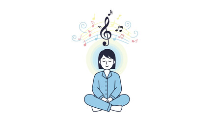Obraz premium Harmonious well-being: finding serenity through musical meditation and mindfulness relaxation for inner peace and self care exploration through