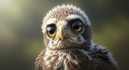 Naklejka premium Majestic Owl with Intense Eyes, Capturing the Power and Beauty of the Bird in Nature