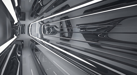 Fototapeta premium Abstract Image of Metallic Reflections Creating Futuristic Geometric Patterns, Depicting the Beauty of Modern Art and Technology