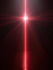 Radiant Red Light Beam Shining in Darkness Creating an Ethereal Effect on a Serene Surface