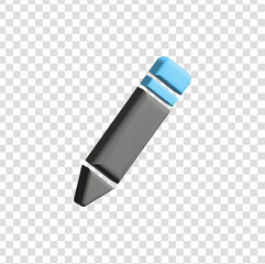 This PNG icon shows a gray and blue 3D pencil, symbolizing edit, write, and note-taking, perfect for medical forms, patient records, and healthcare applications.