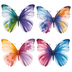 Fototapeta premium Colorful watercolor butterflies butterfly artistic