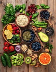 healthy food ingredients arranged artistically, fresh vegetables 