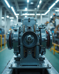 Fototapeta premium Industrial Machine Component in Factory Environment