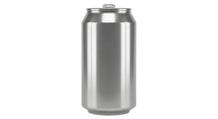 Metallic Silver Beverage Can, Isolated Drink Container, Studio, Clean White Background, Product View, Minimalist Concept