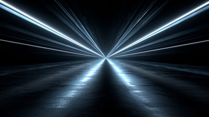 Abstract Sci-Fi Horizon with Radiating Light Beams