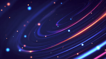 Naklejka premium Abstract light trails curving through dark space