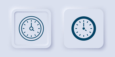 Obraz premium Filled and outline Clock icon isolated on grey background. Time symbol. Square button. Vector
