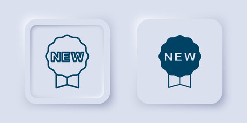 Filled and outline Price tag with an inscription New icon isolated on grey background. Badge for price. Promo tag discount. Square button. Vector