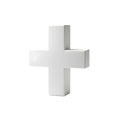White plus sign isolated on transparent background, a symbol of addition