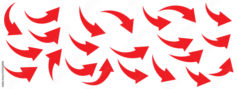 Poster blue arrows set. curved arrows. arrow sign. flat style icons. set of blue curve arrow icon vectors. 