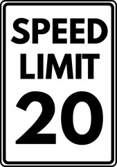 Speed limit 20 mph traffic sign
