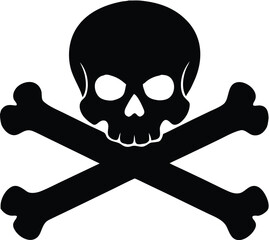skull crossbones silhouette, pirate vector art