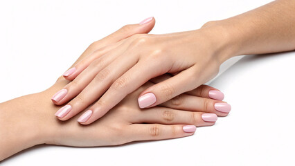 Fototapeta premium Beautiful Woman’s Hands with Light Pink Manicure