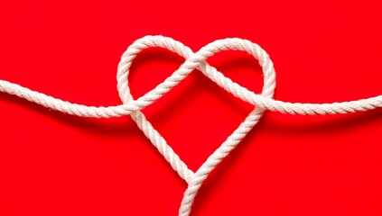 Heart Shaped Rope Knot on Red Background Ideal for Love Themes
