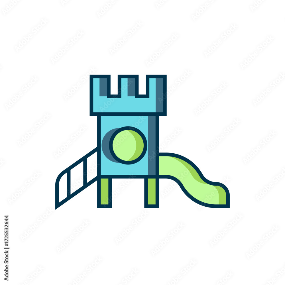 Poster filled outline slide playground icon isolated on white background. childrens slide. flat filled outl