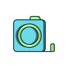 Filled outline Roulette construction icon isolated on white background. Tape measure symbol. Flat filled outline style with shadow. Vector