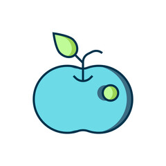 Filled outline Poison apple icon isolated on white background. Poisoned witch apple. Flat filled outline style with shadow. Vector
