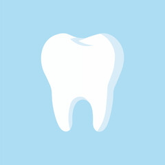 Healthy White Tooth Blue Background Vector