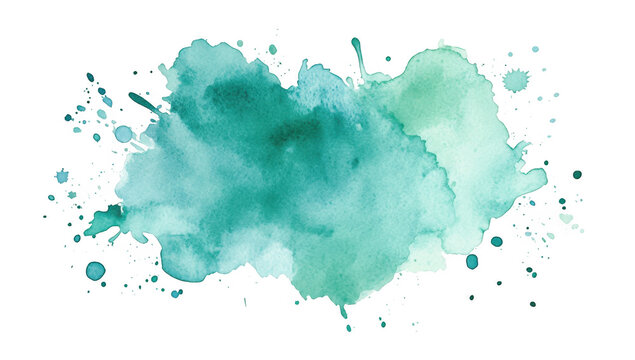 A watercolor splash in shades of teal and green. creating an artistic background effect. suitable for design projects. invitations. and creative presentations