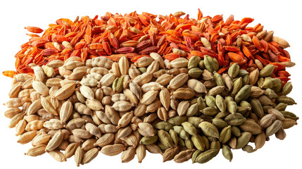 Aromatic cumin and cardamom spices PNG, isolated on transparent background.