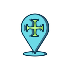 Obraz premium Filled outline Crusade icon isolated on white background. Flat filled outline style with shadow. Vector