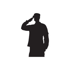Formal salute silhouette. Side-view silhouette of a formal salute, ceremony and respect.